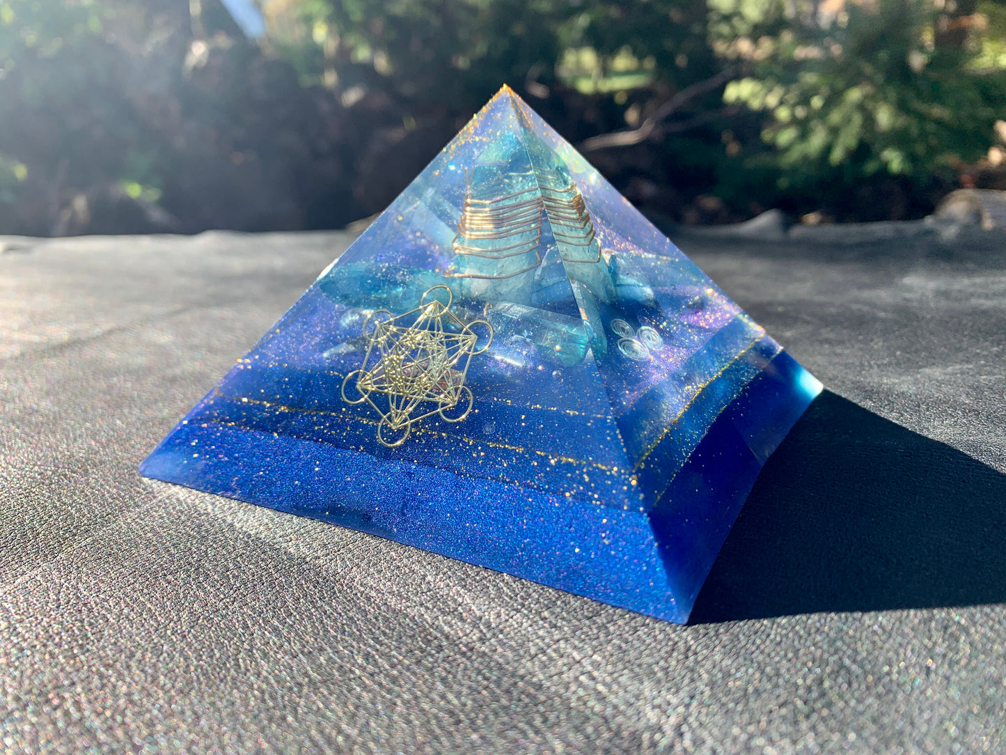 Blue Giza Pyramid Orgonite